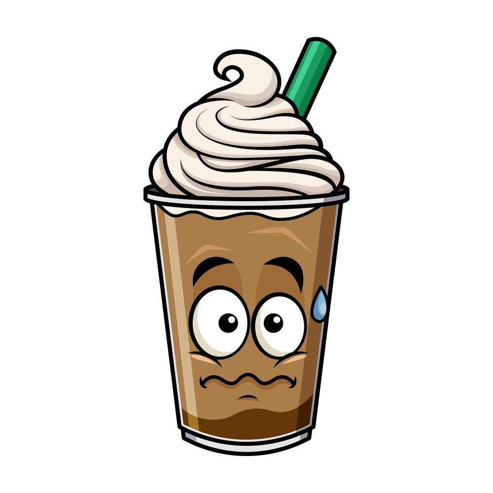 Nervous iced coffee emoticon. PNG - JPG and vector EPS file formats (infinitely scalable). Image isolated on transparent background.