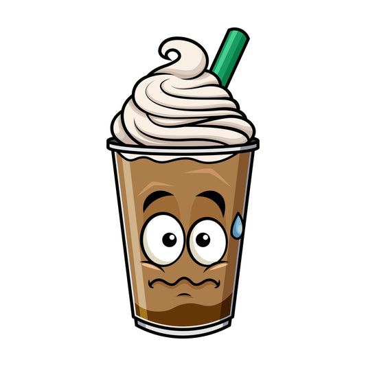 Nervous iced coffee emoticon. PNG - JPG and vector EPS file formats (infinitely scalable). Image isolated on transparent background.