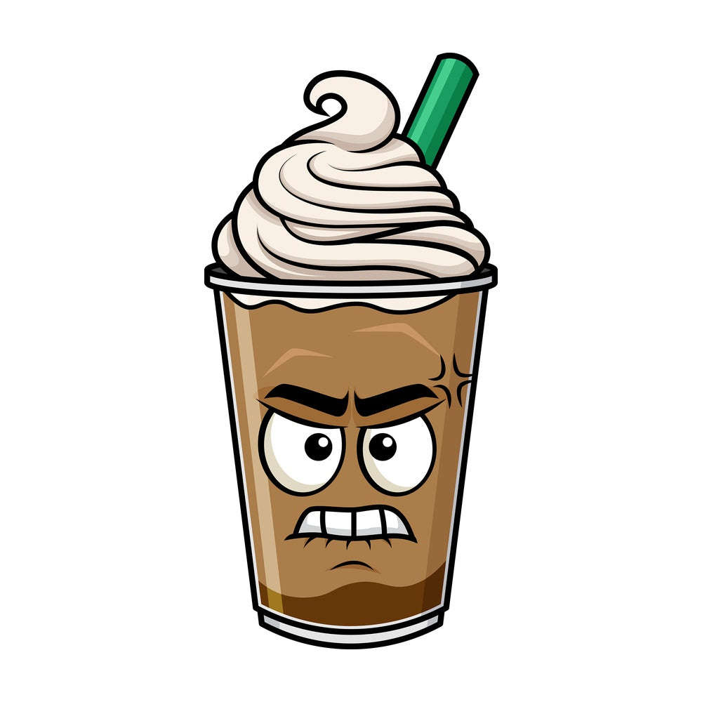 Angry iced coffee emoticon. PNG - JPG and vector EPS file formats (infinitely scalable). Image isolated on transparent background.