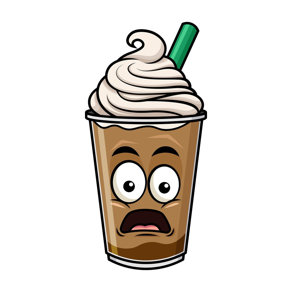 Shocked iced coffee emoticon. PNG - JPG and vector EPS file formats (infinitely scalable). Image isolated on transparent background.