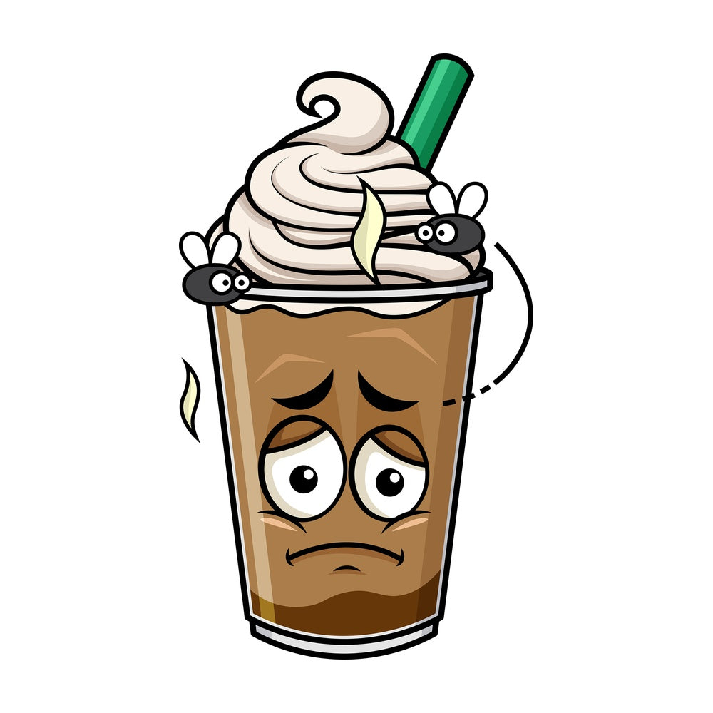 Stinky iced coffee going bad emoticon. PNG - JPG and vector EPS file formats (infinitely scalable). Image isolated on transparent background.