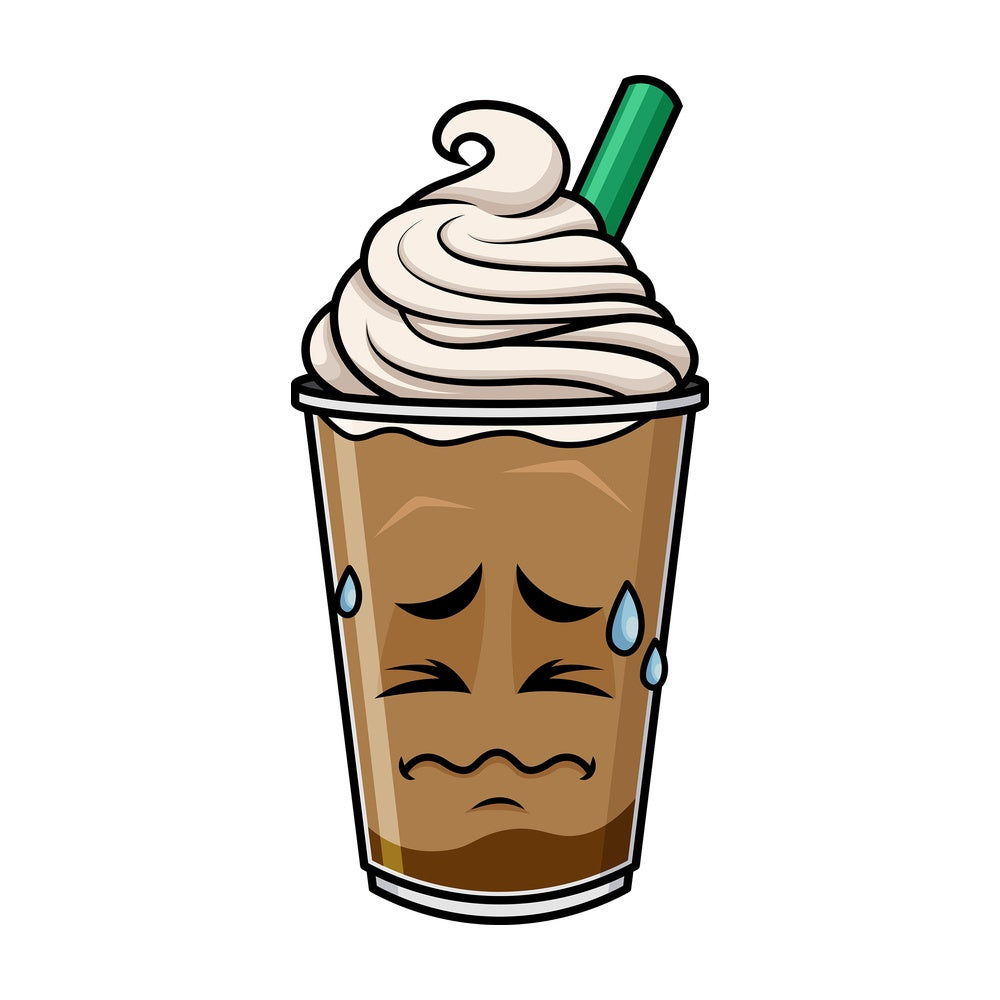 In Pain Iced Coffee Emoticon. PNG - JPG and vector EPS file formats (infinitely scalable). Image isolated on transparent background.