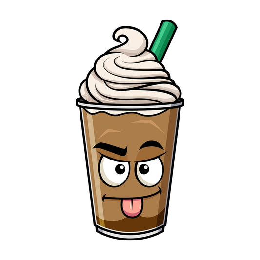 Sarcastic iced coffee emoticon. PNG - JPG and vector EPS file formats (infinitely scalable). Image isolated on transparent background.