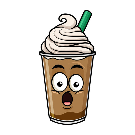 Surprised iced coffee emoticon. PNG - JPG and vector EPS file formats (infinitely scalable). Image isolated on transparent background.
