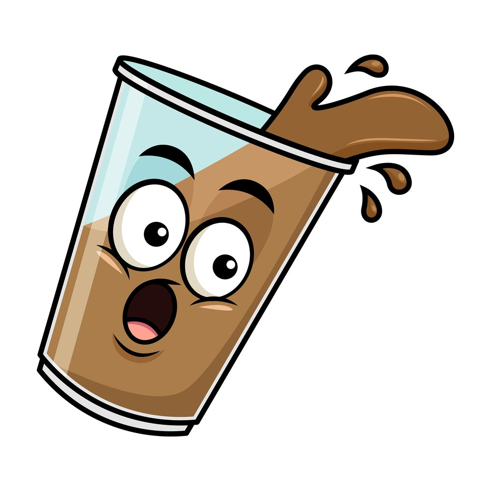 Spilled iced coffee emoticon. PNG - JPG and vector EPS file formats (infinitely scalable). Image isolated on transparent background.