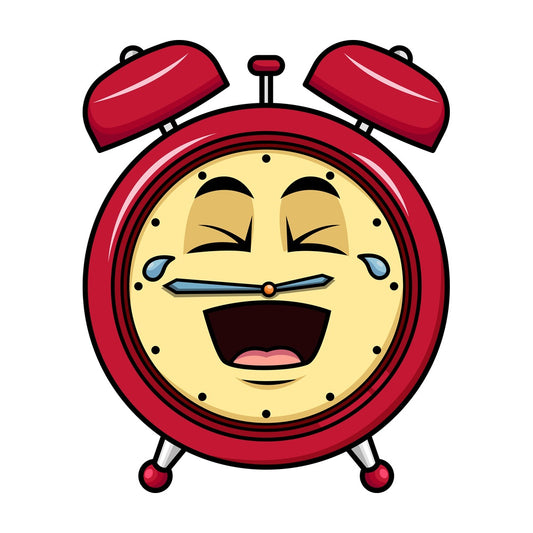 Laughing lol alarm clock emoticon. PNG - JPG and vector EPS file formats (infinitely scalable). Image isolated on transparent background.