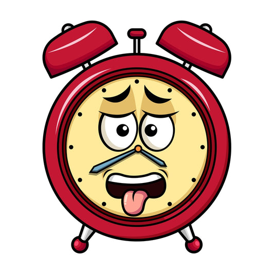Disgusted alarm clock emoticon. PNG - JPG and vector EPS file formats (infinitely scalable). Image isolated on transparent background.