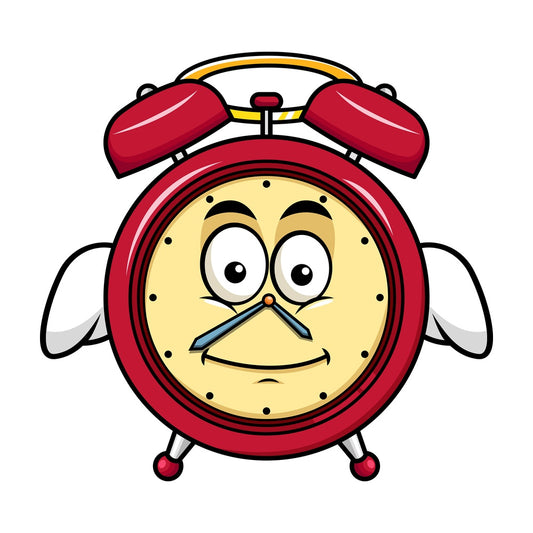With wings and halo alarm clock emoticon. PNG - JPG and vector EPS file formats (infinitely scalable). Image isolated on transparent background.