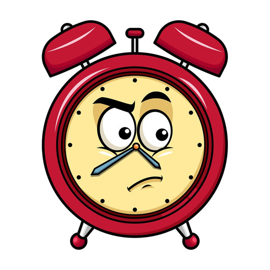Irritated alarm clock emoticon. PNG - JPG and vector EPS file formats (infinitely scalable). Image isolated on transparent background.