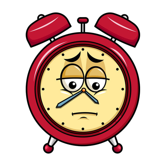 Depressed alarm clock emoticon. PNG - JPG and vector EPS file formats (infinitely scalable). Image isolated on transparent background.