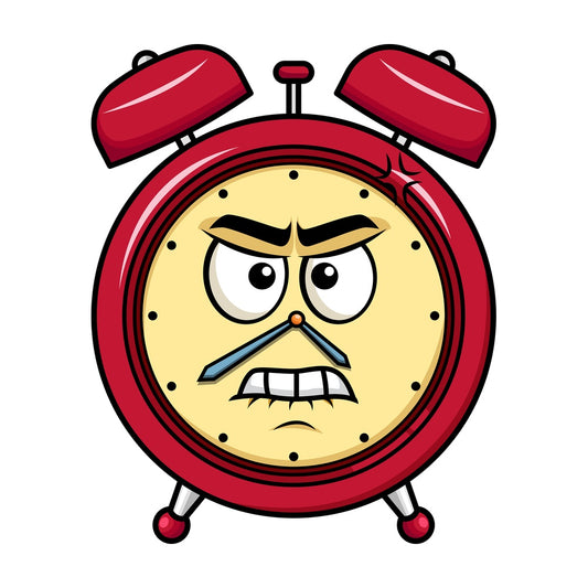 Angry alarm clock emoticon. PNG - JPG and vector EPS file formats (infinitely scalable). Image isolated on transparent background.