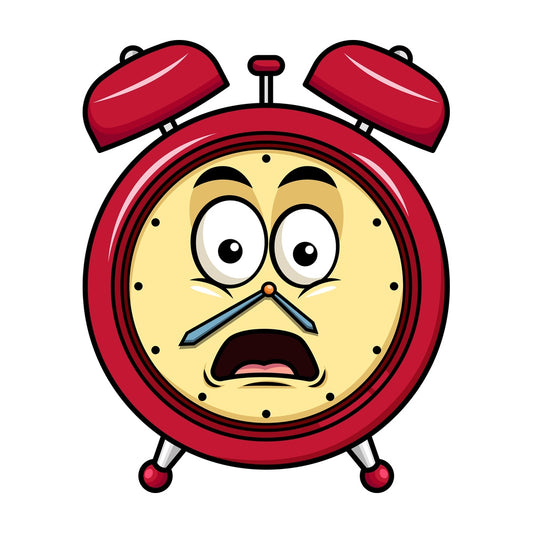 Shocked alarm clock emoticon. PNG - JPG and vector EPS file formats (infinitely scalable). Image isolated on transparent background.