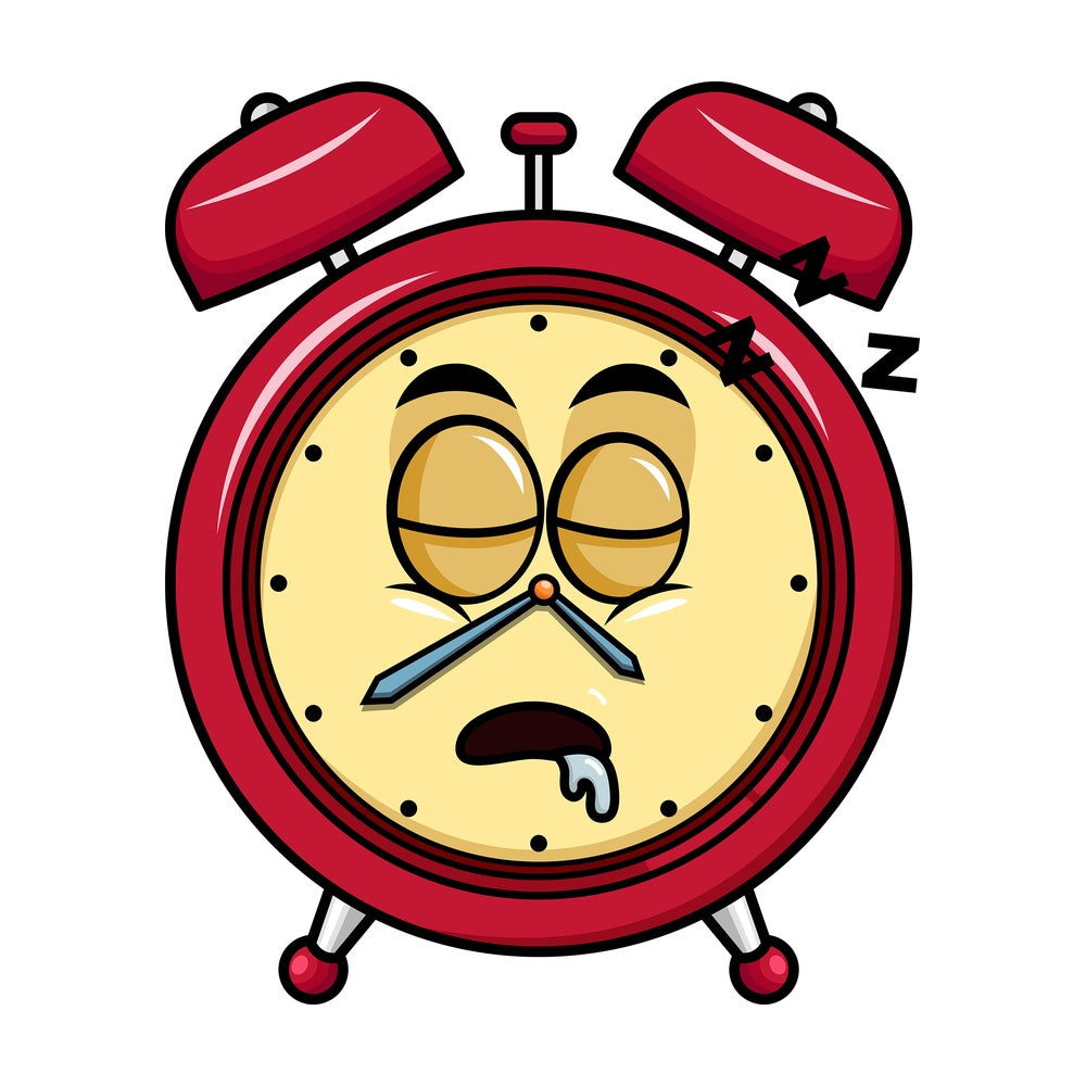 Sleeping alarm clock emoticon. PNG - JPG and vector EPS file formats (infinitely scalable). Image isolated on transparent background.