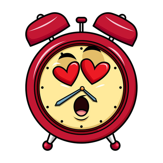 In love alarm clock emoticon. PNG - JPG and vector EPS file formats (infinitely scalable). Image isolated on transparent background.