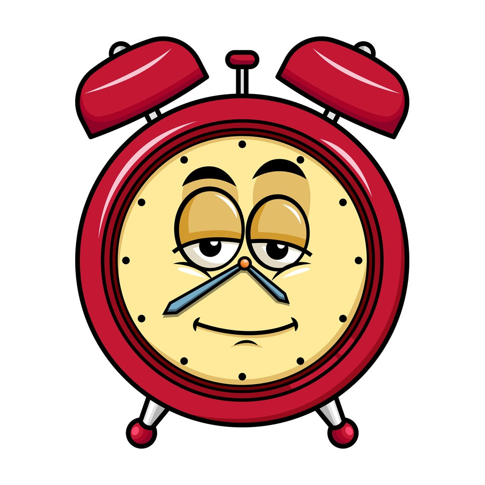 Sleepy alarm clock emoticon. PNG - JPG and vector EPS file formats (infinitely scalable). Image isolated on transparent background.