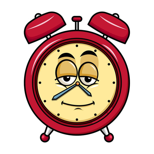 Sleepy alarm clock emoticon. PNG - JPG and vector EPS file formats (infinitely scalable). Image isolated on transparent background.