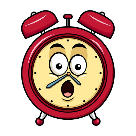 Surprised alarm clock emoticon. PNG - JPG and vector EPS file formats (infinitely scalable). Image isolated on transparent background.