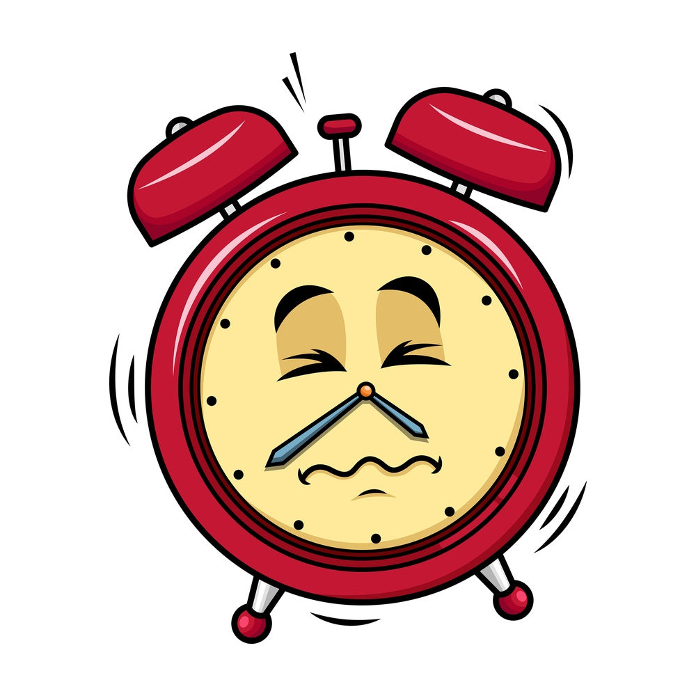 Ringing alarm clock emoticon. PNG - JPG and vector EPS file formats (infinitely scalable). Image isolated on transparent background.