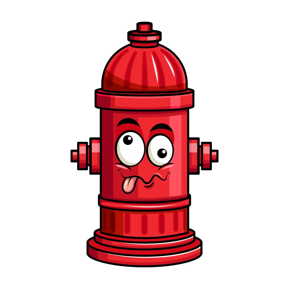 Goofy crazy eyes fire hydrant emoticon. PNG - JPG and vector EPS file formats (infinitely scalable). Image isolated on transparent background.