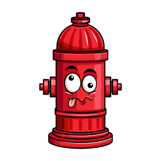 Goofy crazy eyes fire hydrant emoticon. PNG - JPG and vector EPS file formats (infinitely scalable). Image isolated on transparent background.