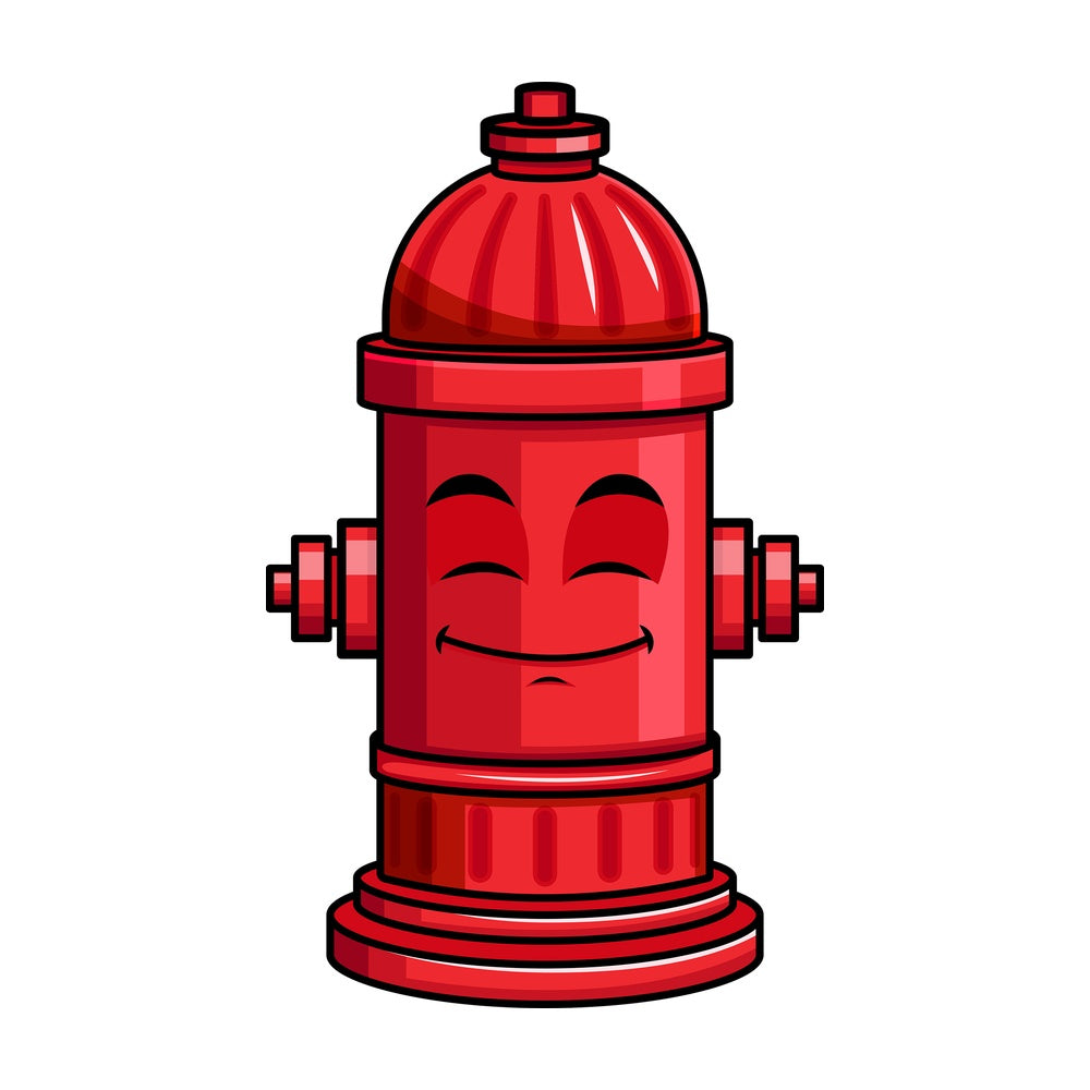 Happy looking fire hydrant emoticon. PNG - JPG and vector EPS file formats (infinitely scalable). Image isolated on transparent background.