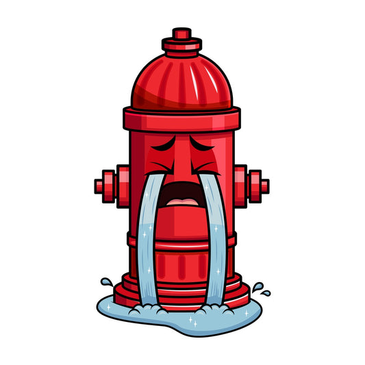 Crying with wailing tears fire hydrant emoticon. PNG - JPG and vector EPS file formats (infinitely scalable). Image isolated on transparent background.