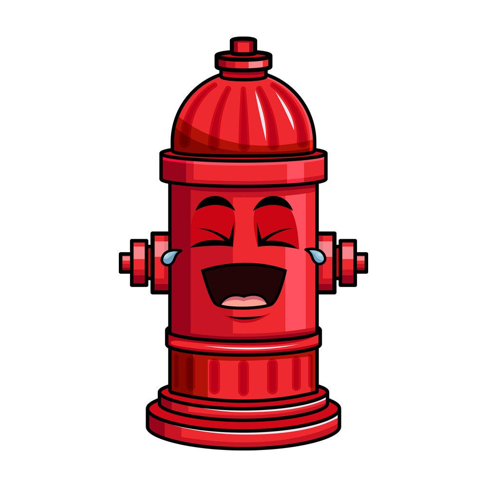 Laughing lol fire hydrant emoticon. PNG - JPG and vector EPS file formats (infinitely scalable). Image isolated on transparent background.
