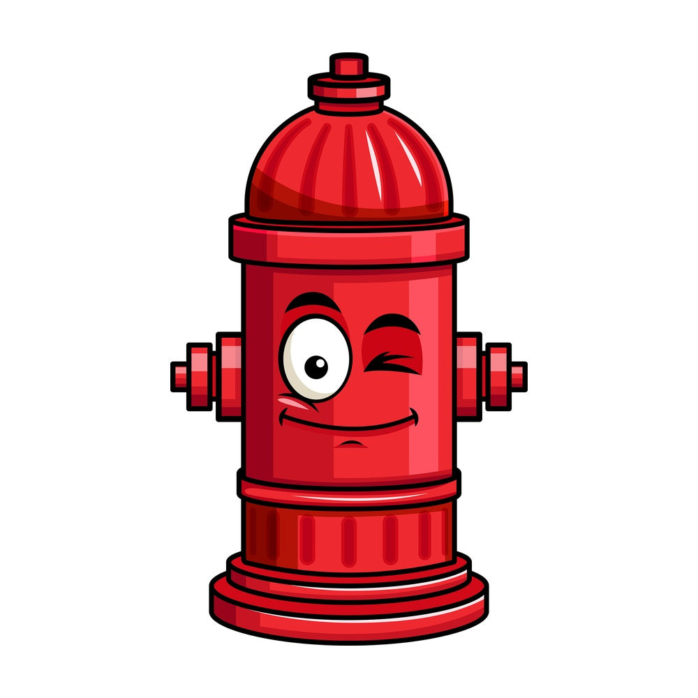 Winking fire hydrant emoticon. PNG - JPG and vector EPS file formats (infinitely scalable). Image isolated on transparent background.
