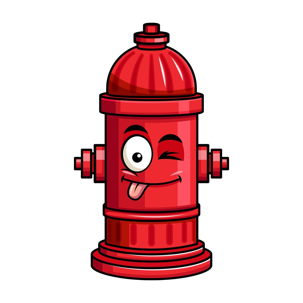 Winking tongue out fire hydrant emoticon. PNG - JPG and vector EPS file formats (infinitely scalable). Image isolated on transparent background.