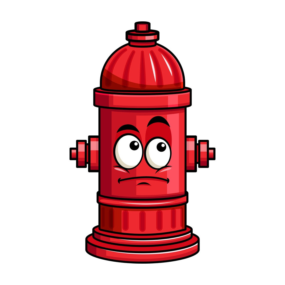 Wondering fire hydrant emoticon. PNG - JPG and vector EPS file formats (infinitely scalable). Image isolated on transparent background.