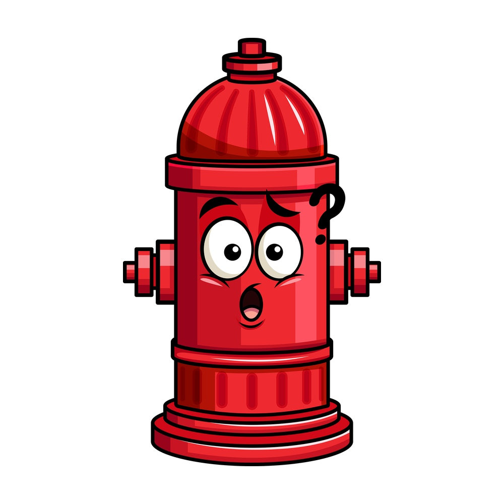 Confused fire hydrant emoticon. PNG - JPG and vector EPS file formats (infinitely scalable). Image isolated on transparent background.