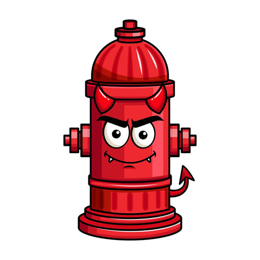 Crafty devil fire hydrant emoticon. PNG - JPG and vector EPS file formats (infinitely scalable). Image isolated on transparent background.