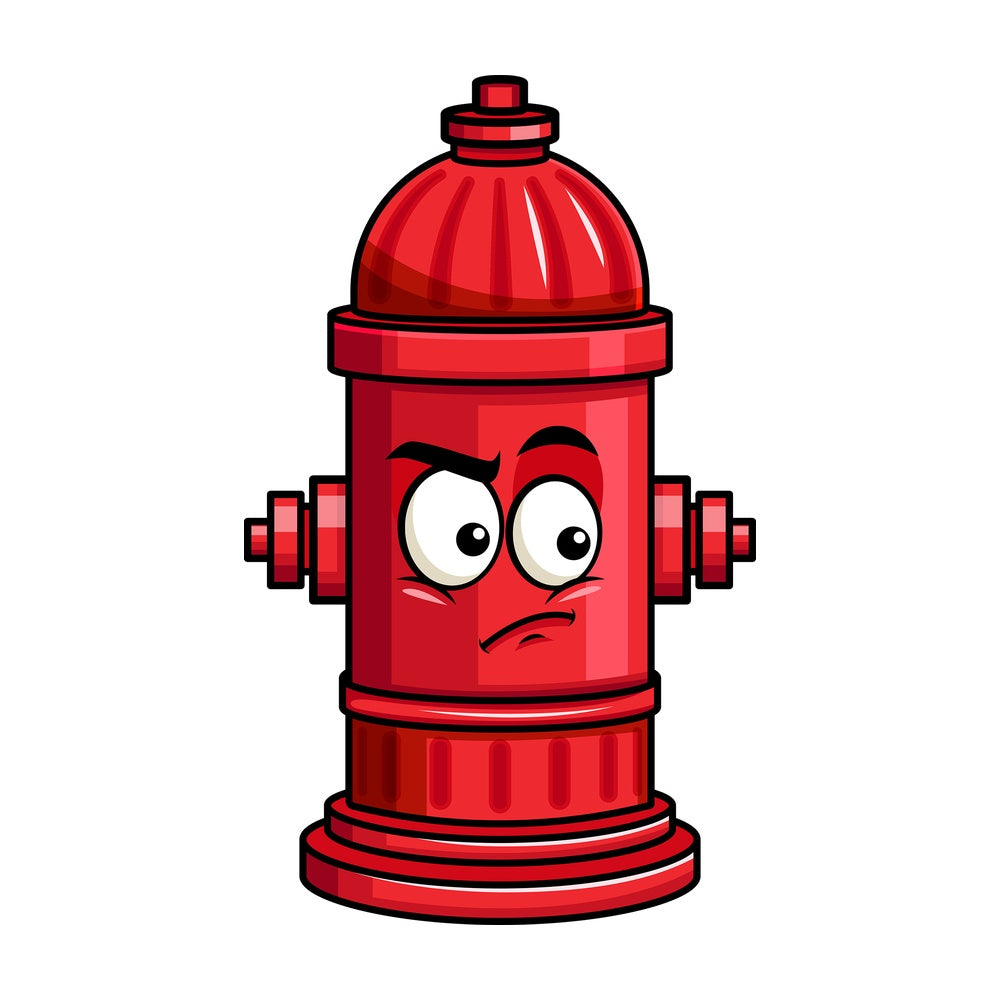 Irritated fire hydrant emoticon. PNG - JPG and vector EPS file formats (infinitely scalable). Image isolated on transparent background.