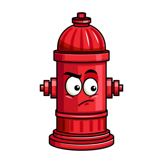Irritated fire hydrant emoticon. PNG - JPG and vector EPS file formats (infinitely scalable). Image isolated on transparent background.