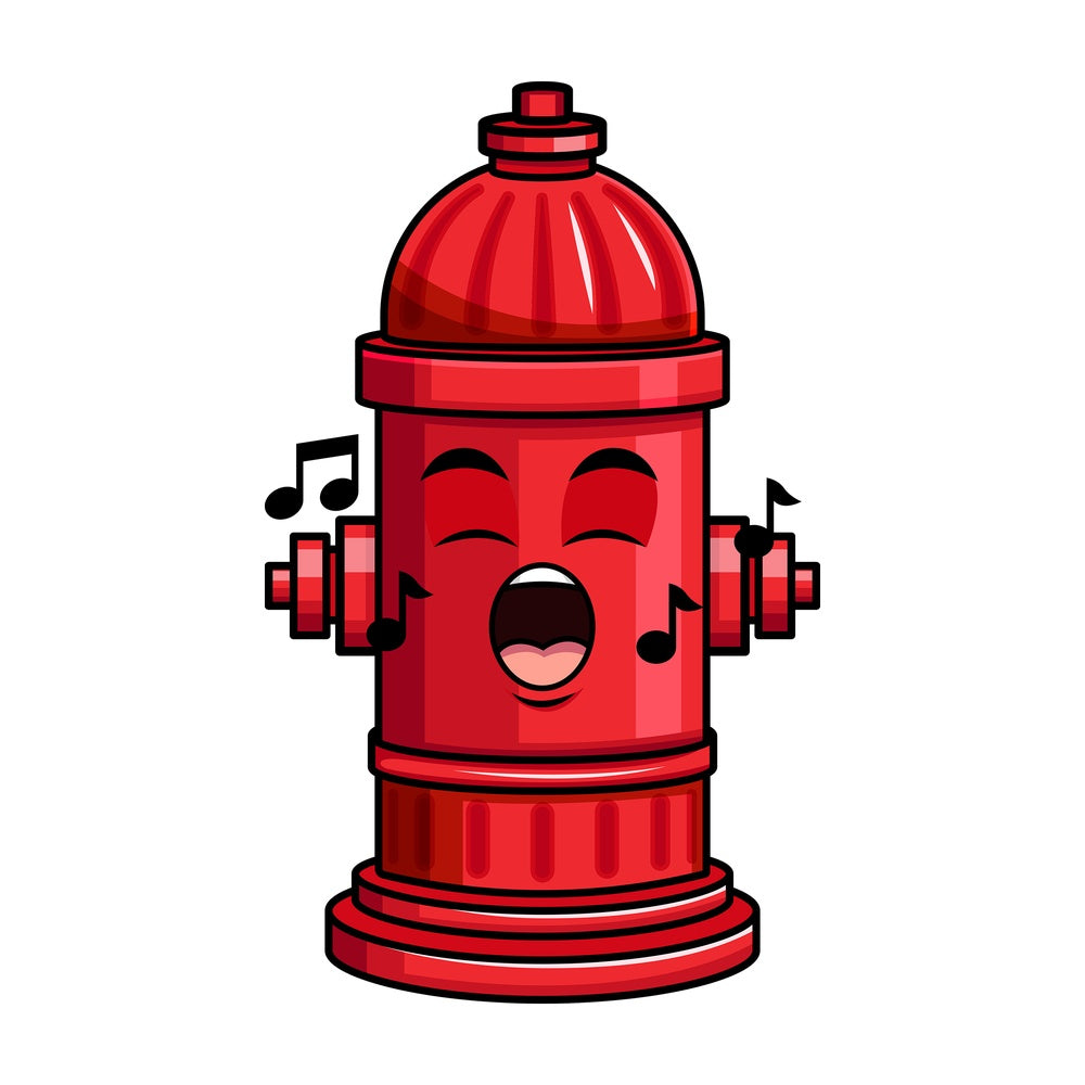 Singing fire hydrant emoticon. PNG - JPG and vector EPS file formats (infinitely scalable). Image isolated on transparent background.