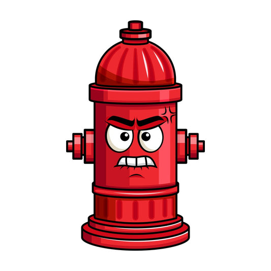 Angry fire hydrant emoticon. PNG - JPG and vector EPS file formats (infinitely scalable). Image isolated on transparent background.