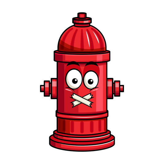 Taped mouth fire hydrant emoticon. PNG - JPG and vector EPS file formats (infinitely scalable). Image isolated on transparent background.