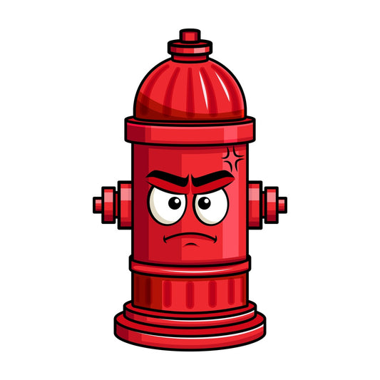 Annoyed fire hydrant emoticon. PNG - JPG and vector EPS file formats (infinitely scalable). Image isolated on transparent background.