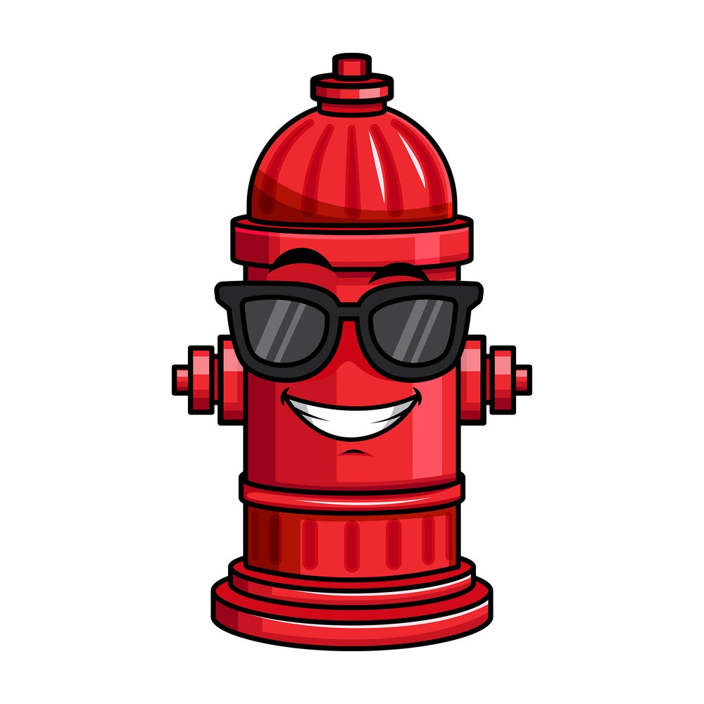 Cool fire hydrant wearing sunglasses emoticon. PNG - JPG and vector EPS file formats (infinitely scalable). Image isolated on transparent background.