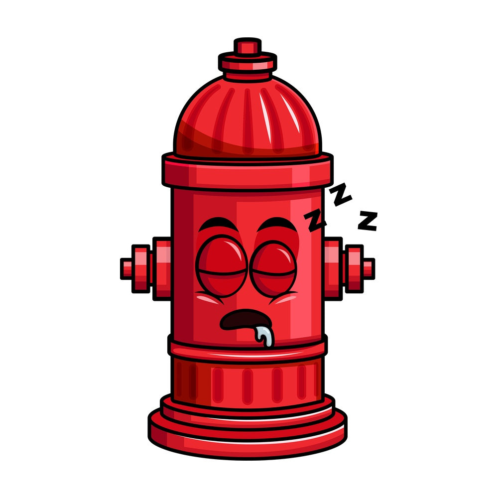 Sleeping fire hydrant emoticon. PNG - JPG and vector EPS file formats (infinitely scalable). Image isolated on transparent background.