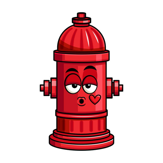 Fire hydrant blowing a kiss emoticon. PNG - JPG and vector EPS file formats (infinitely scalable). Image isolated on transparent background.