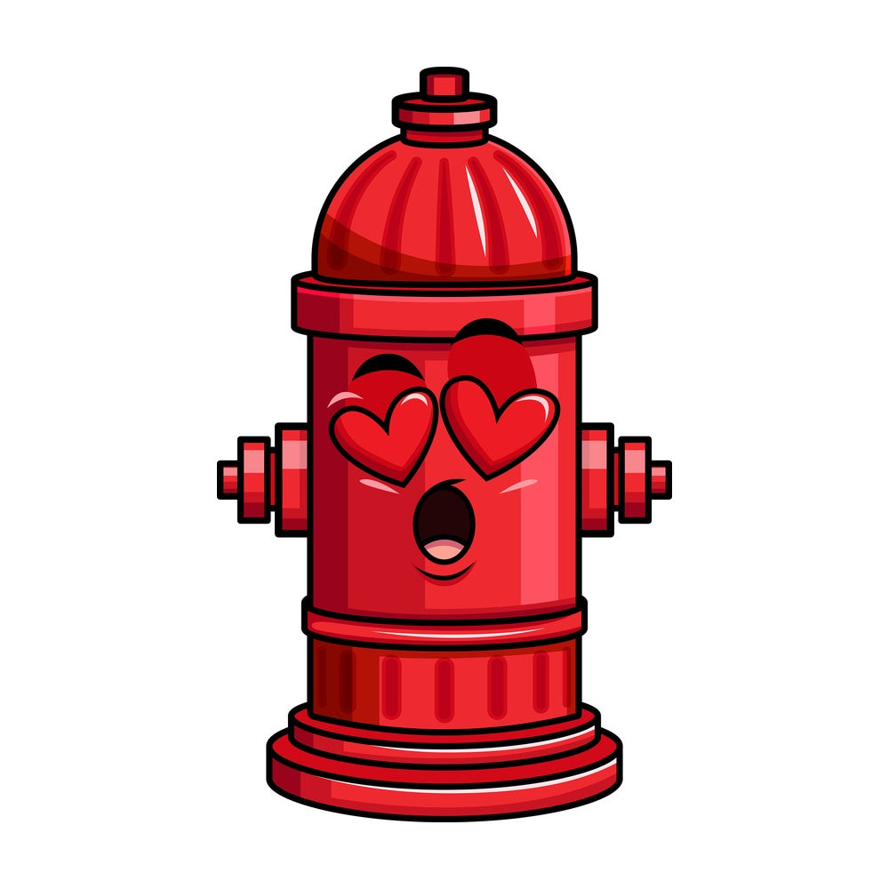 In love fire hydrant emoticon. PNG - JPG and vector EPS file formats (infinitely scalable). Image isolated on transparent background.