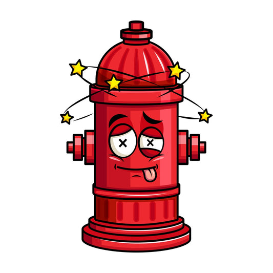 Beaten up fire hydrant emoticon. PNG - JPG and vector EPS file formats (infinitely scalable). Image isolated on transparent background.