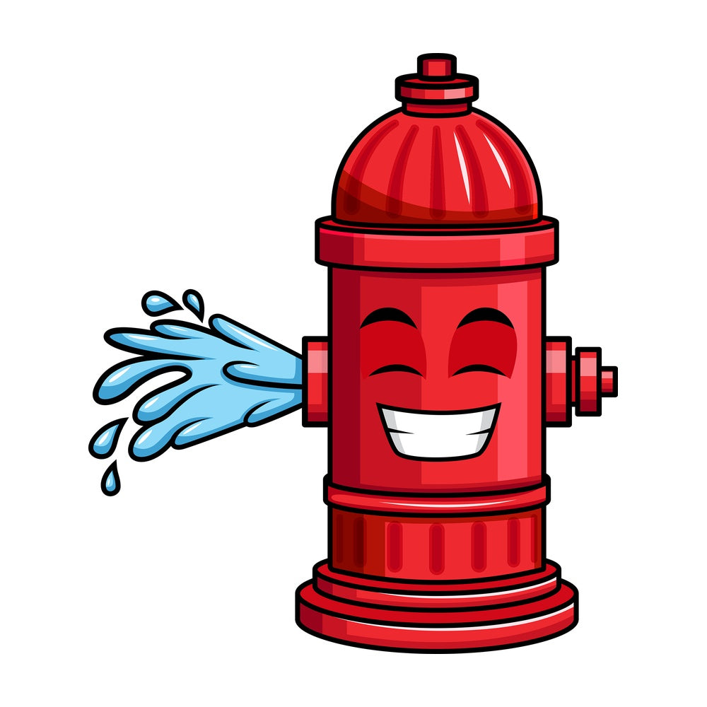 Giggling fire hydrant emoticon. PNG - JPG and vector EPS file formats (infinitely scalable). Image isolated on transparent background.