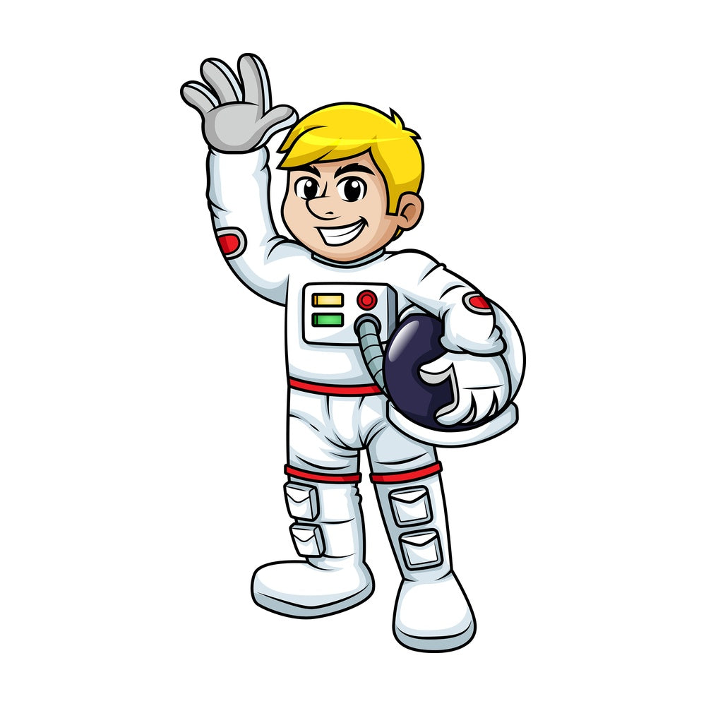 Waving male astronaut. PNG - JPG and vector EPS (infinitely scalable). Image isolated on transparent background.