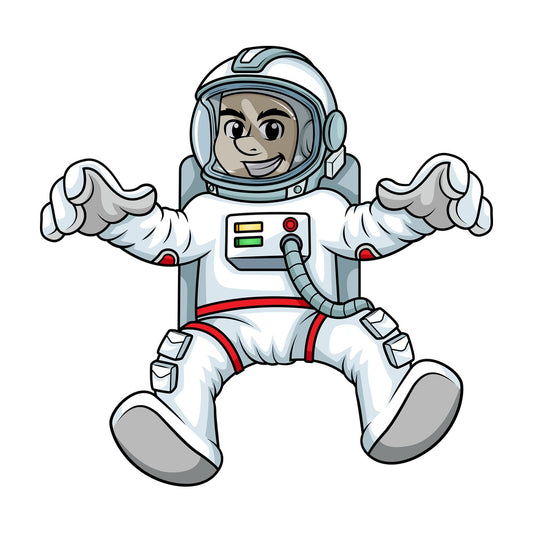 Male cosmonaut floating in space backwards. PNG - JPG and vector EPS (infinitely scalable). Image isolated on transparent background.