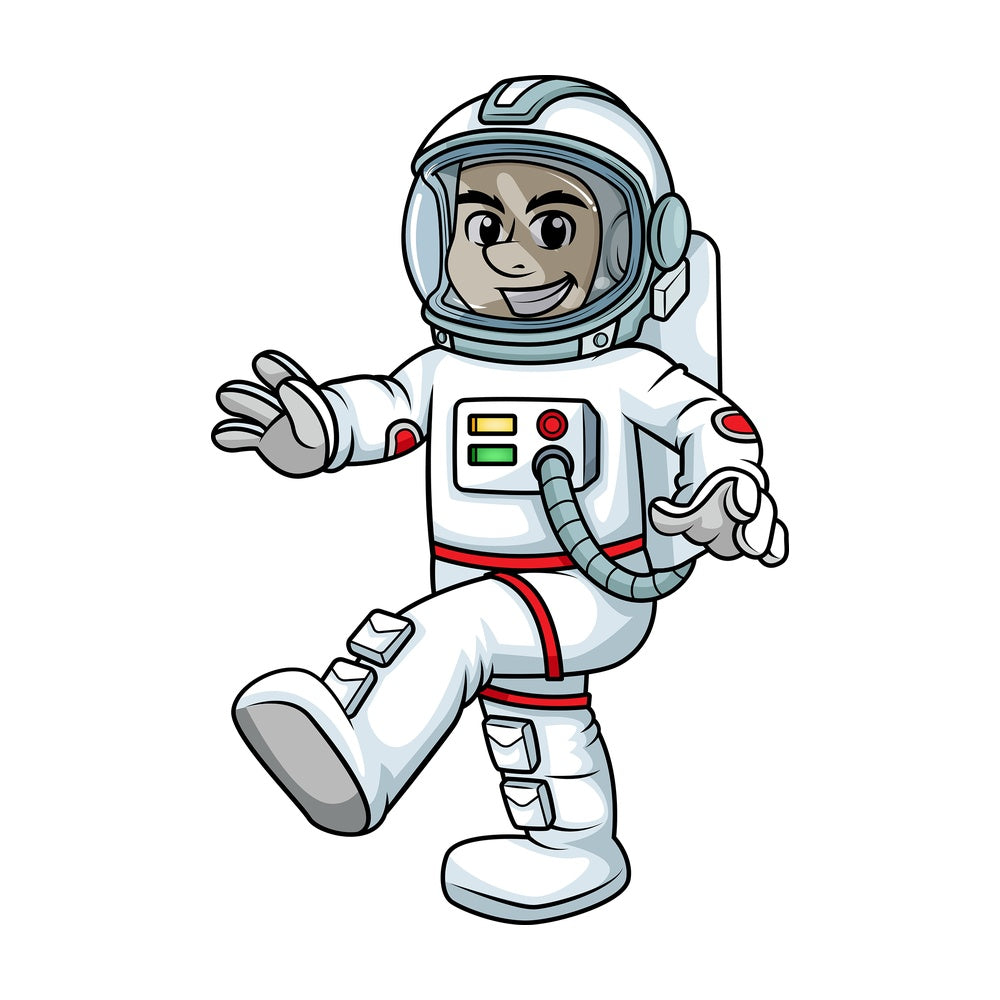 Male astronaut walking in zero gravity. PNG - JPG and vector EPS (infinitely scalable). Image isolated on transparent background.|Man in space suit talking a spacewalk. PNG - JPG - Vector EPS.