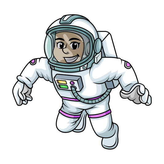 Female astronaut on spacewalk. PNG - JPG and vector EPS (infinitely scalable). Image isolated on transparent background.