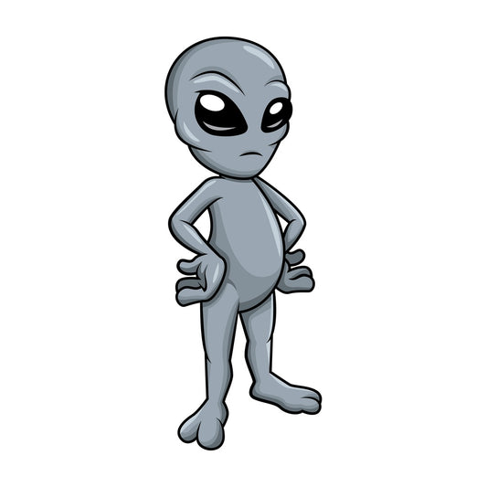 Roswell alien grey cartoon. Transparent PNG - JPG - vector EPS (infinitely scalable).