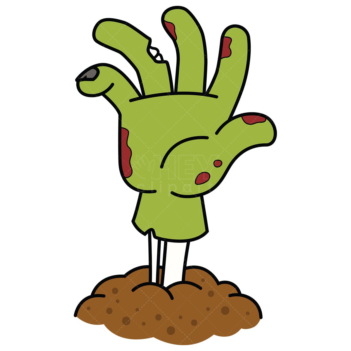 Royalty-free vector illustration of a zombie hand coming out of ground.